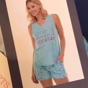 Jaclyn Intimates Blue White Soft Pajama Set XL Today is Gonna Be a Good NWT NEW